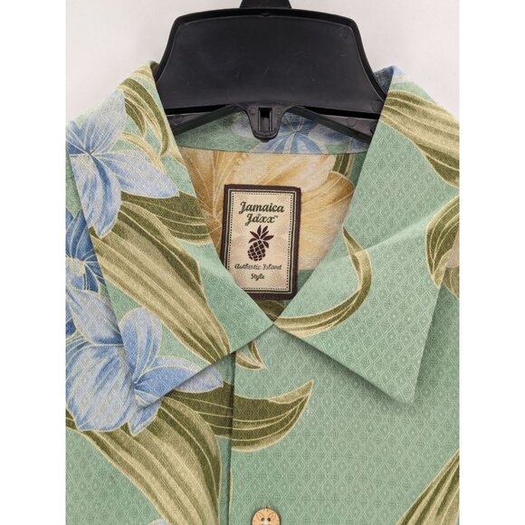 Jamaica Jaxx Hawaiian Button Up Shirt Men Size XL 100% Silk Floral Tropical Boho - Picture 13 of 13